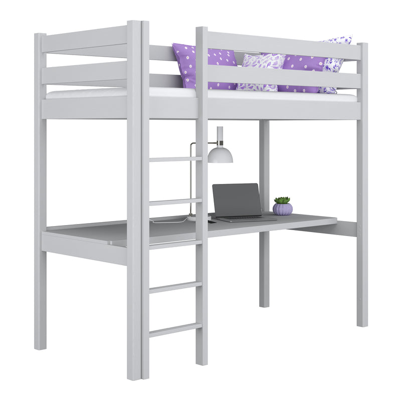 Grey Wooden Loft Bed with Desk – Children’s Room, Scandi Nizio