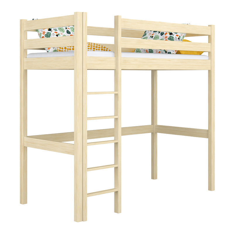 Clear Pine Wooden Loft Bed – Children’s Room, Solid Wood, Scandi Style