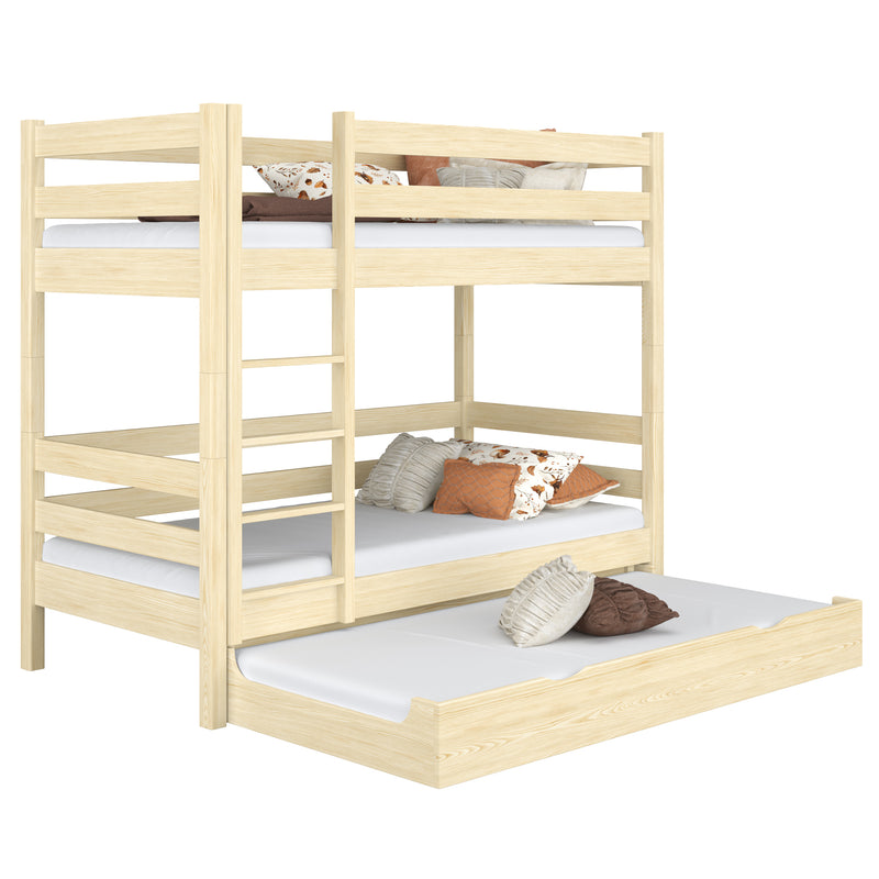 Clear Pine Wooden Bunk Bed with Mattress Drawer – Scandi Children’s Room