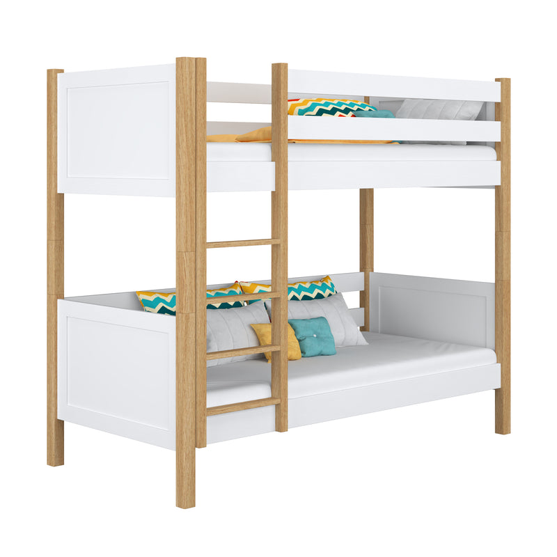 Etagenbett aus Holz Weiß-Eiche – Kinderzimmer, Massivholz, skandinavischer Stil
