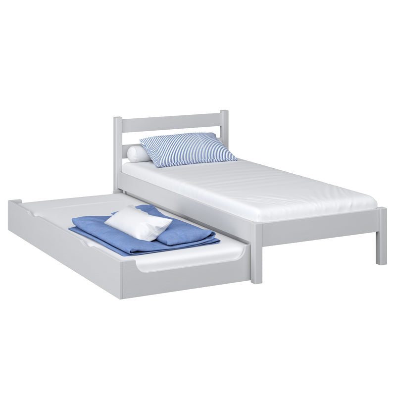 Bett mit Schublade für Matratze Holz grau – Kinderzimmer, scandi Nizio