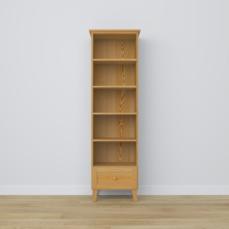 Regal mit Schublade Kiefernholz Kiefer natur 57 cm – Wohnzimmer und Arbeitszimmer, skandinavischer Stil