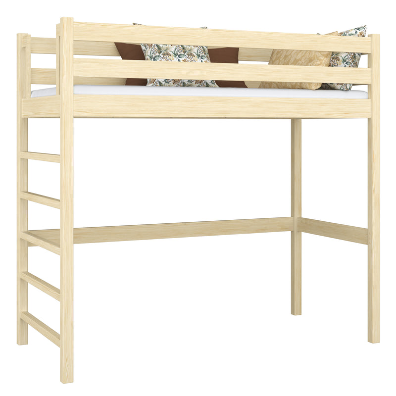 Hochbett aus Holz Kiefer farblos – Kinderzimmer, Massivholz, Scandi-Stil