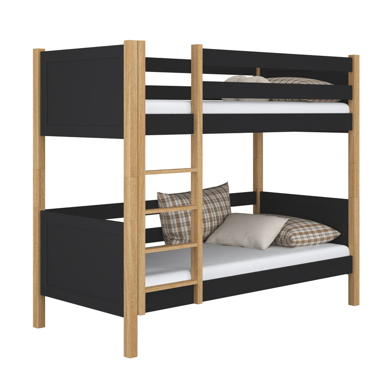 Holz-Etagenbett schwarz-eiche – Kinderzimmer, Massivholz, skandinavischer Stil