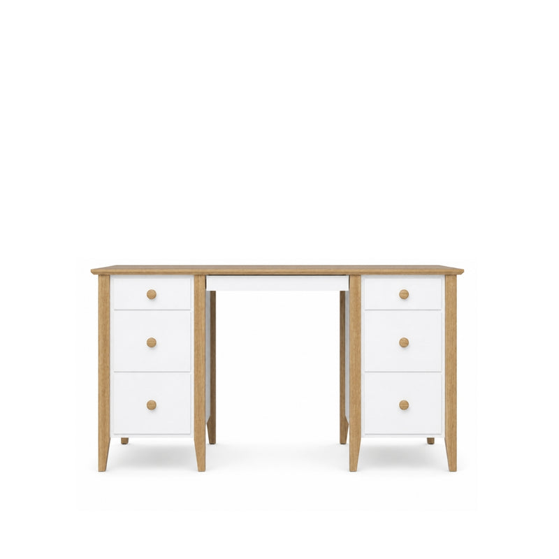 Holzschreibtisch 6S Scandi Weiß / Eiche Natur