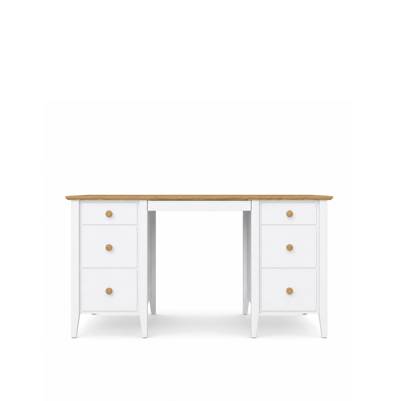 Holzschreibtisch 6S Scandi Weiß / Eiche Natur