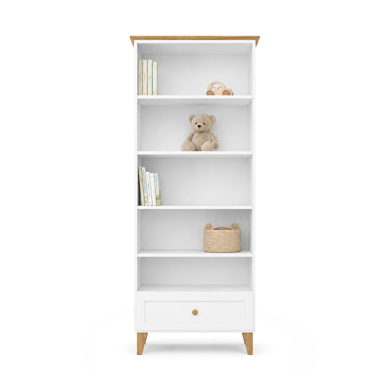 Holzregal 1S 80 Scandi weiß / natürliche Eiche