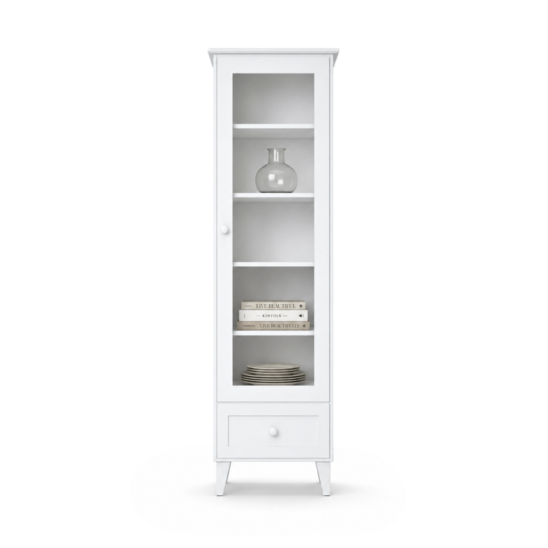 Holzvitrine 1S 57 Scandi weiß