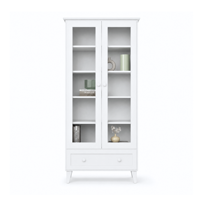Holzvitrine 1S 90 Scandi weiß
