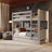Etagenbett Aschgrau mit Matratzen-Schublade – Schutzgitter, Holz, Nizio Home