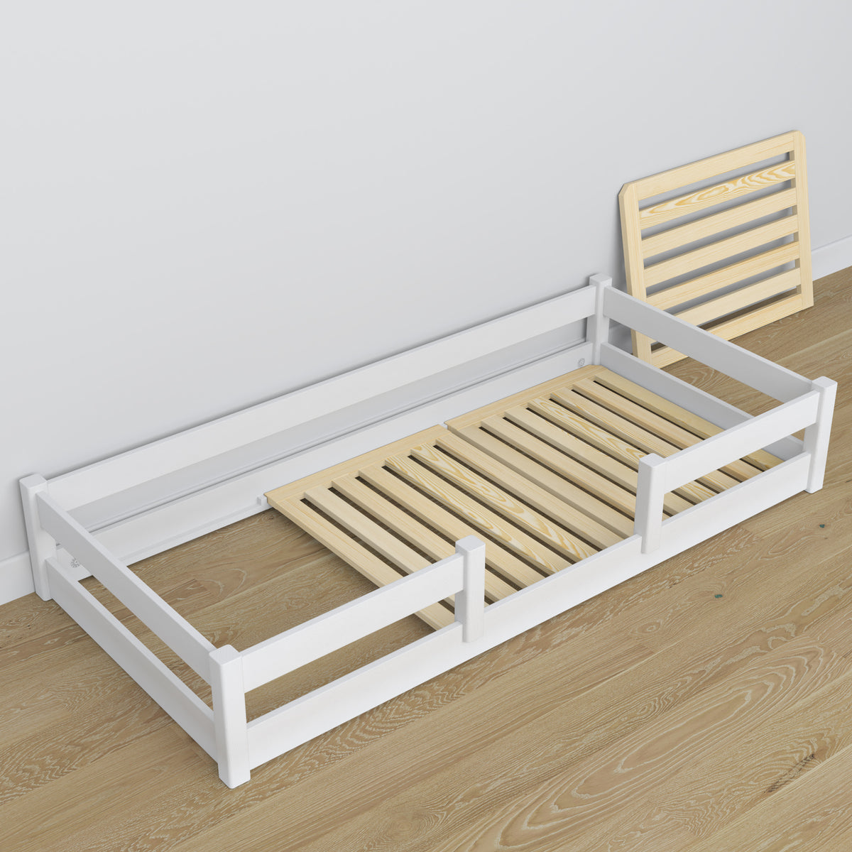 Wooden low bed N01 white