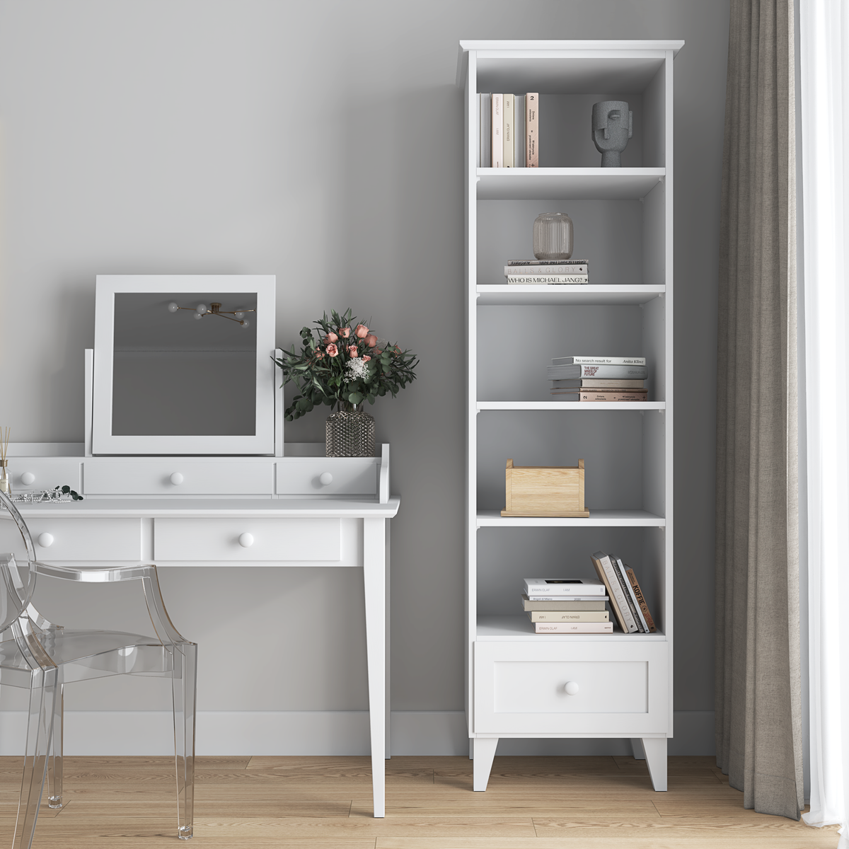 Holzregal 1S 57 Scandi weiß
