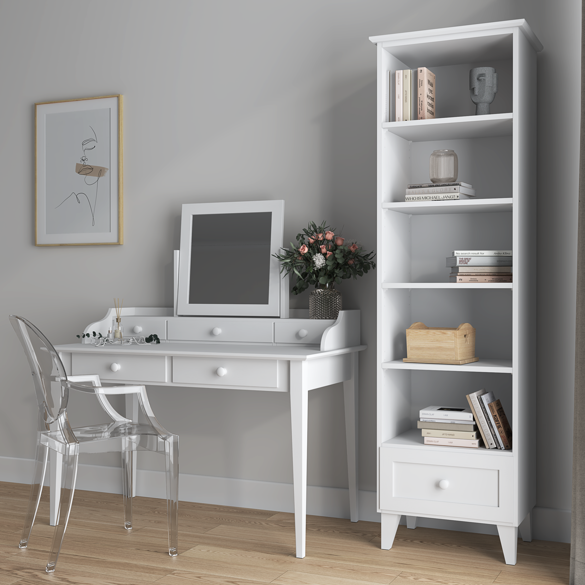 Holzregal 1S 57 Scandi weiß