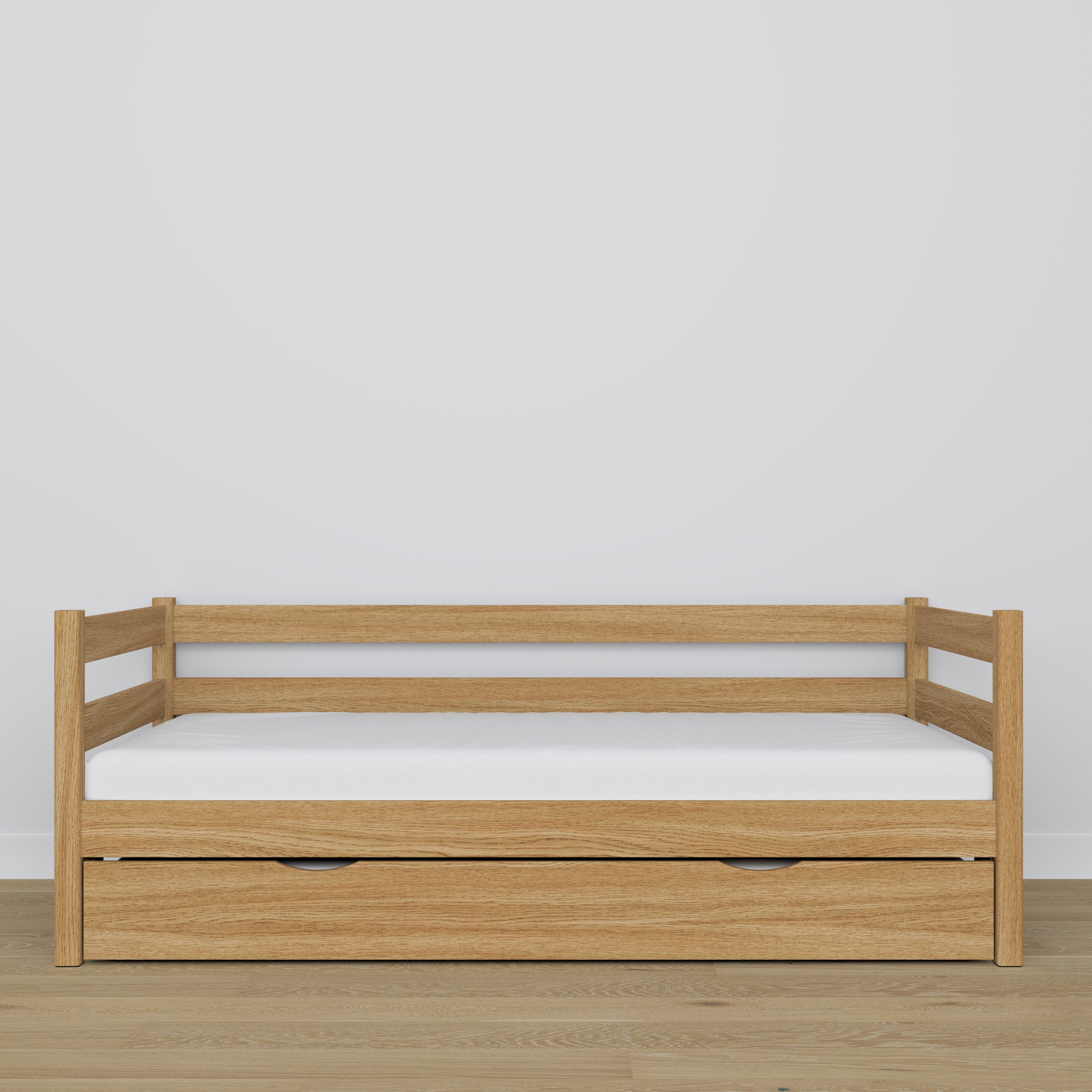 Sofabett mit Schublade für Matratze Natureiche aus Eichenholz – Maße, Nizio