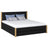 Doppelbett mit Schublade aus Holz schwarz mit Eiche – Schlafzimmer, Stauraum, Scandi-Stil
