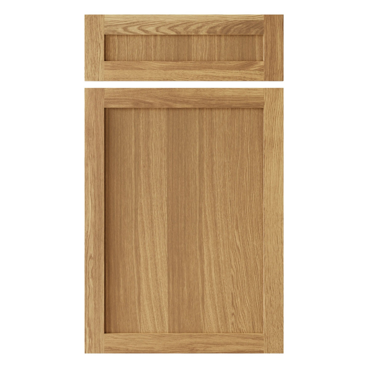 Solid oak furniture front – front view, natural wood grain, Nizio