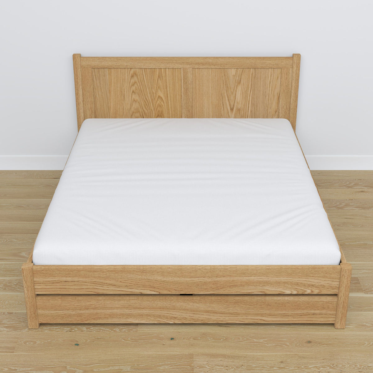 Oak double bed with drawer N02 oak natural