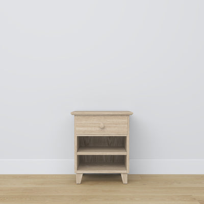 Oak bedside table 1S N02 Scandi oak bleached