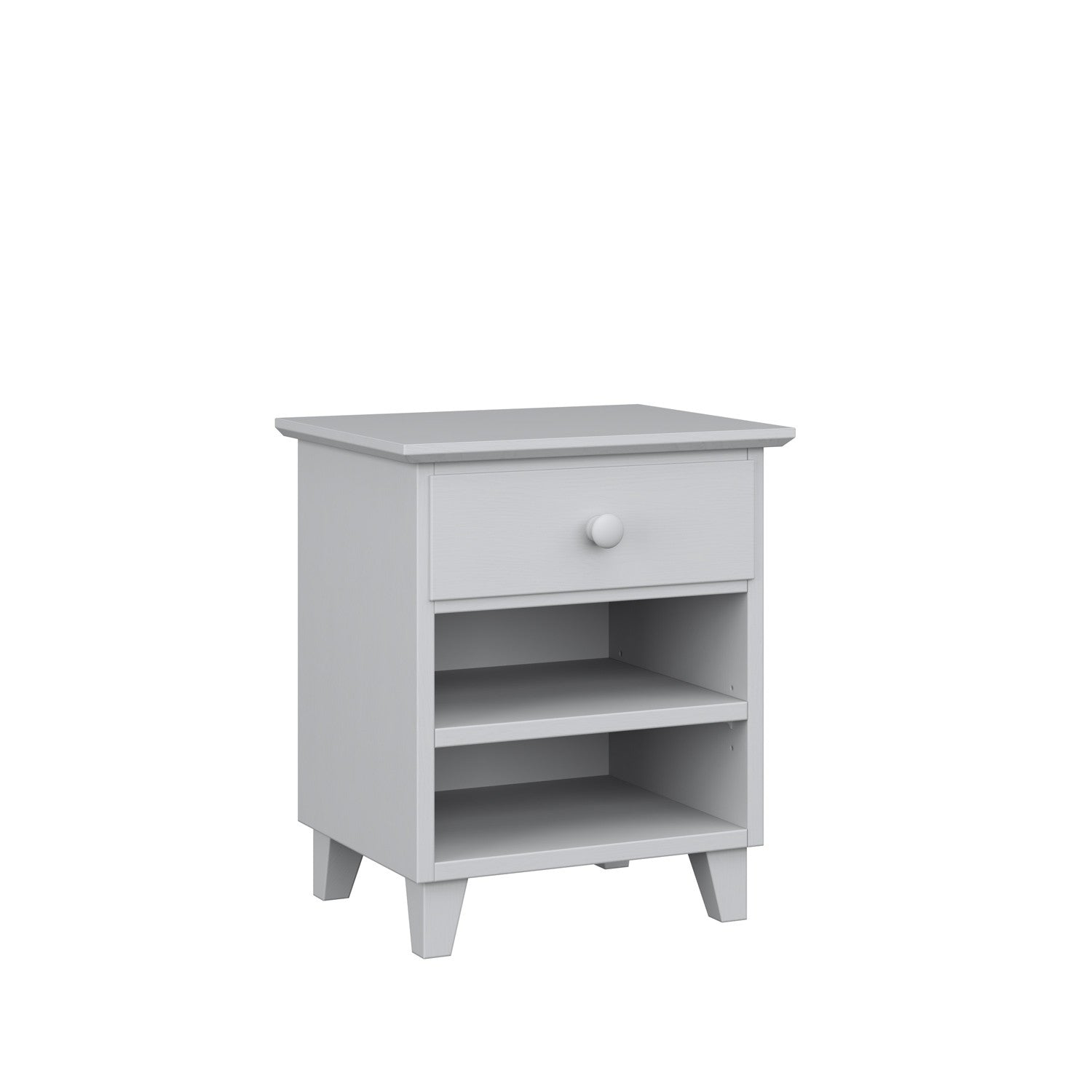 Bedside table N02 grey made of wood – side view, Nizio Home