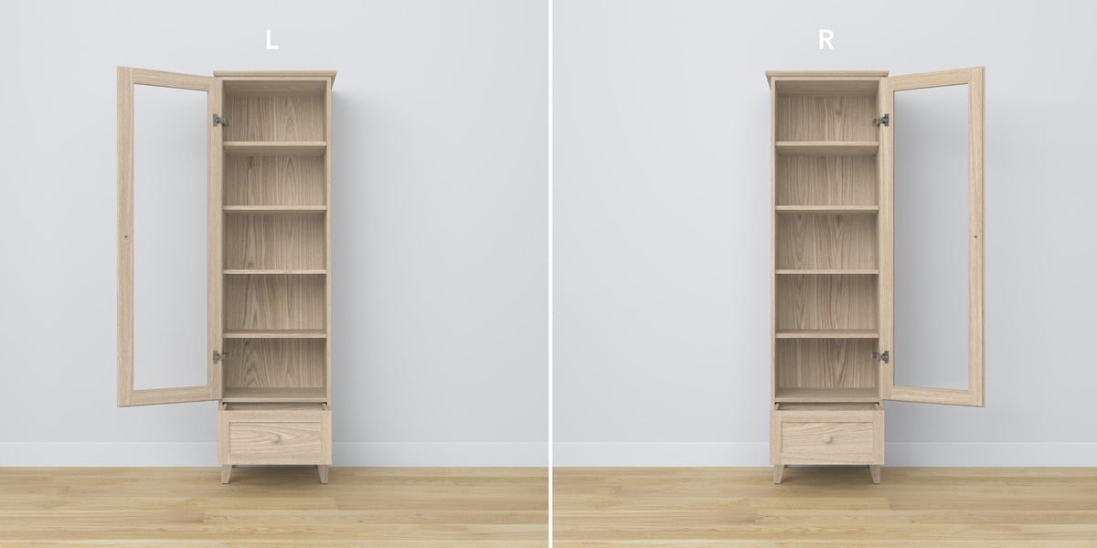 Vitrine 1S Eiche geweißt im Wohnzimmer – skandinavische Einrichtung, Nizio