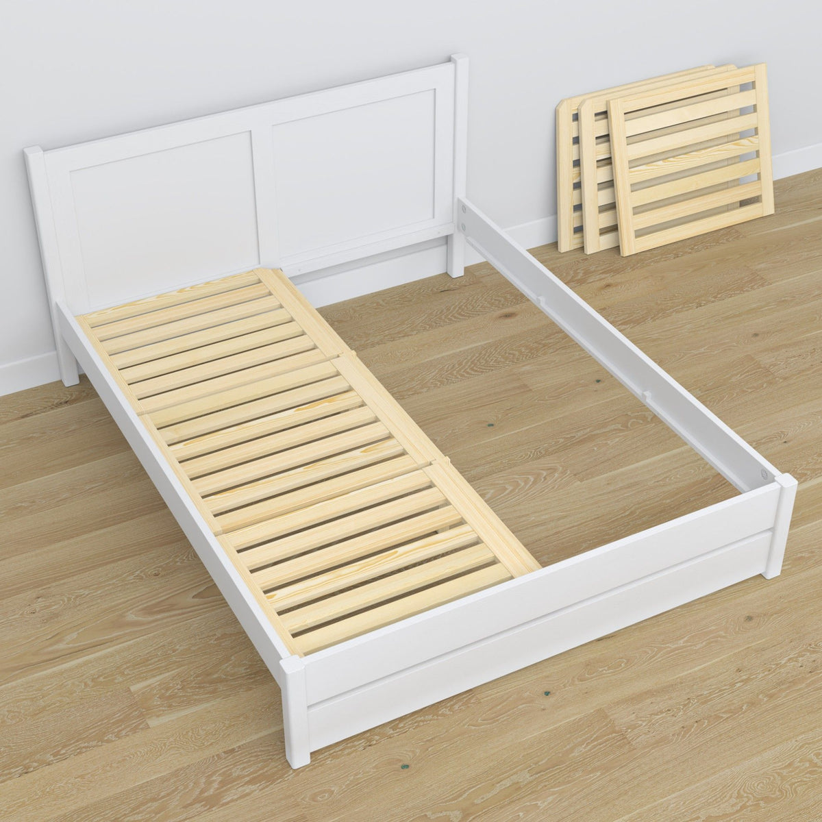Wooden double bed with drawer N02 white