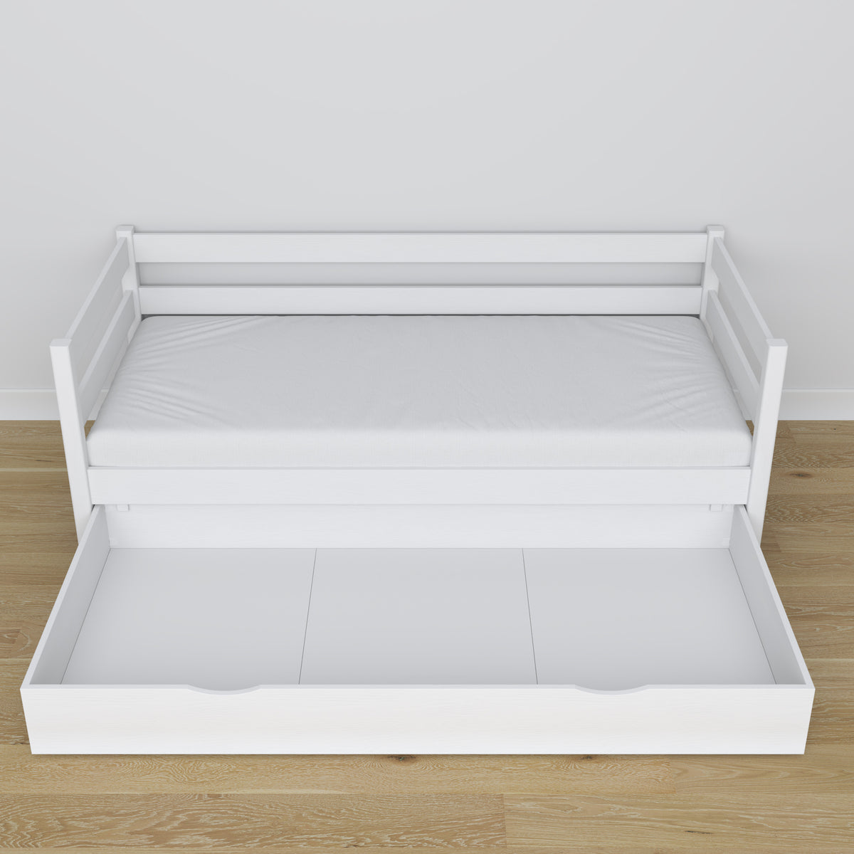 Łóżko sofa z szufladą N01 biały – dodatkowy widok, ekologiczne drewno