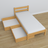 Bett Kiefer natur mit Schublade aus Holz – Schrägansicht