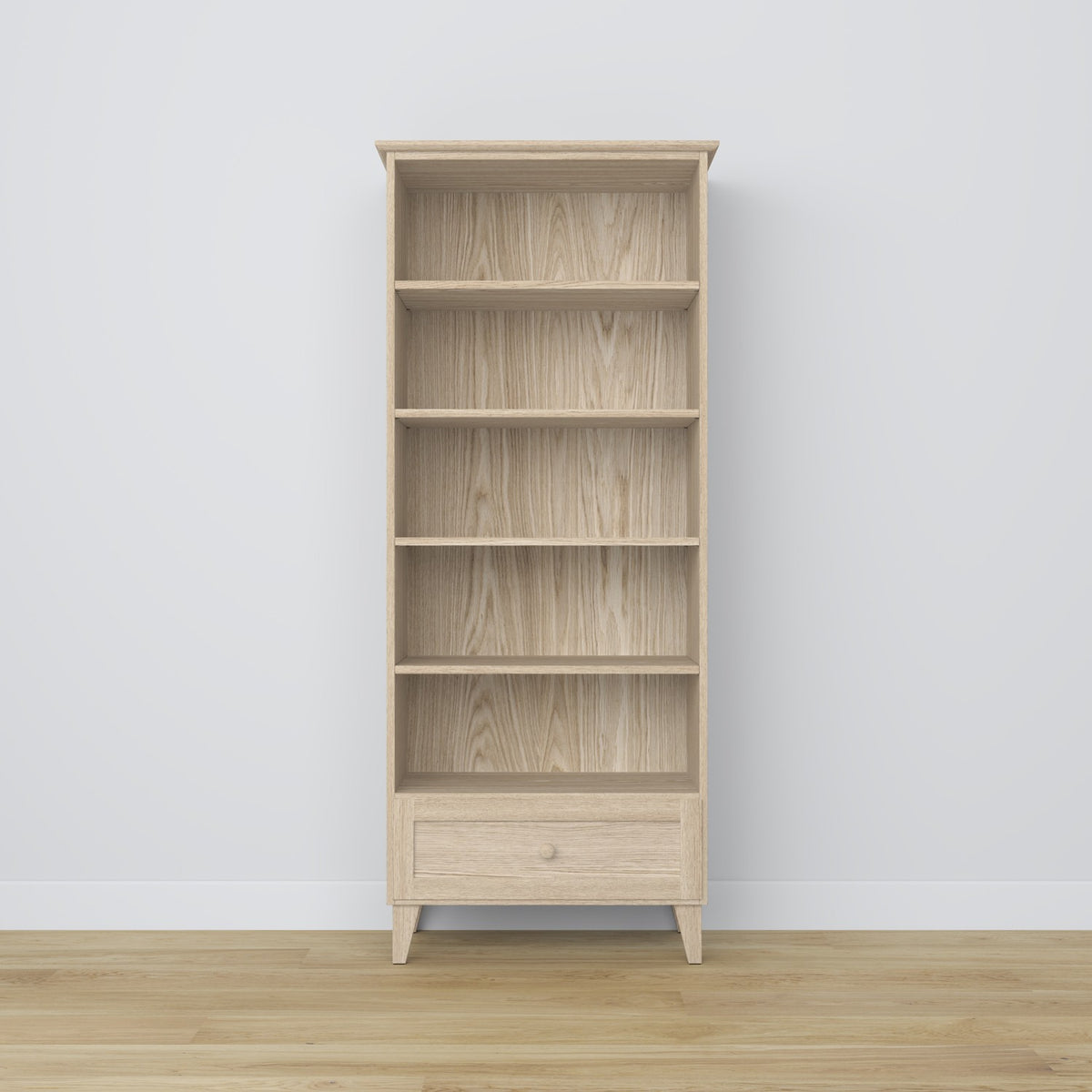Regal mit Schublade Eichenholz Eiche gebleicht 80 cm – Wohnzimmer und Arbeitszimmer, skandinavischer Stil