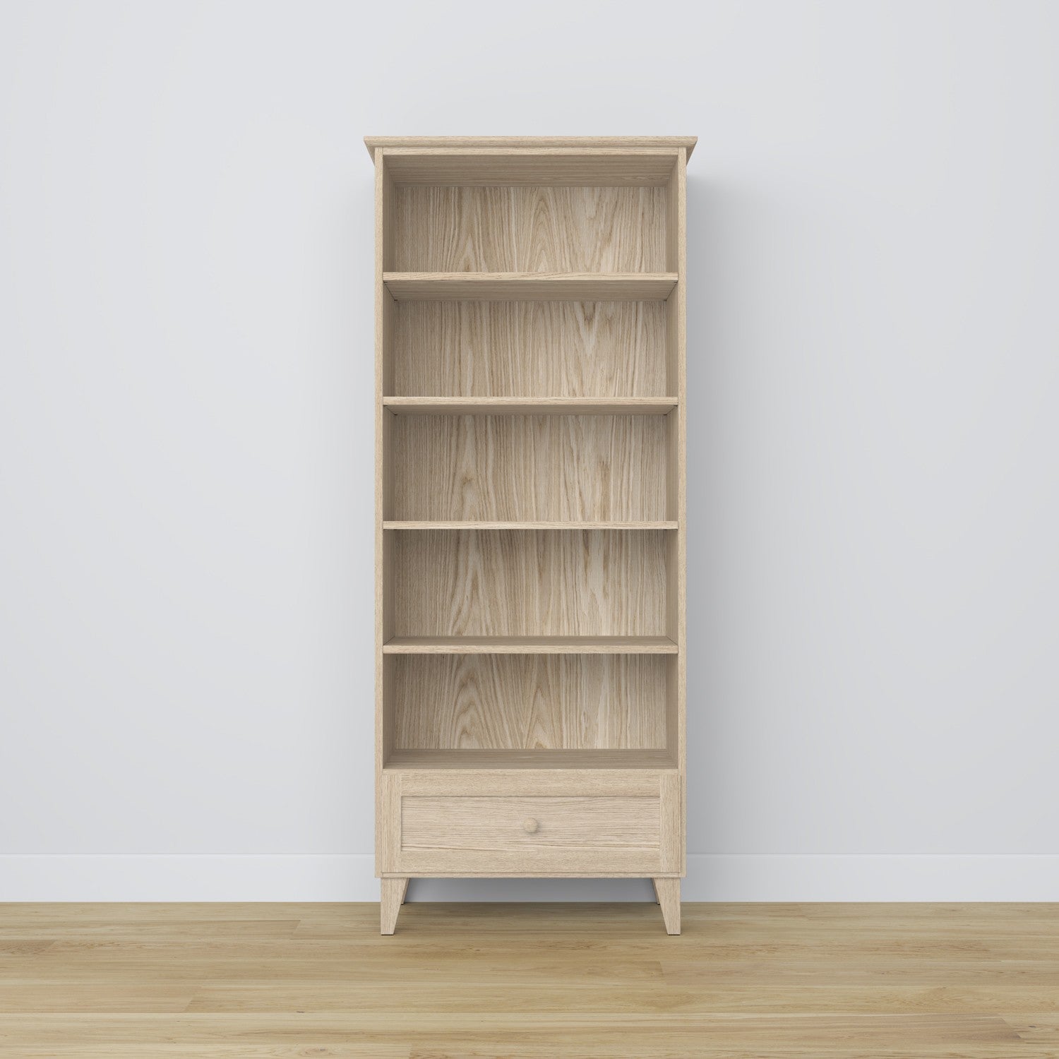 Regal mit Schublade Eichenholz Eiche gebleicht 80 cm – Wohnzimmer und Arbeitszimmer, skandinavischer Stil