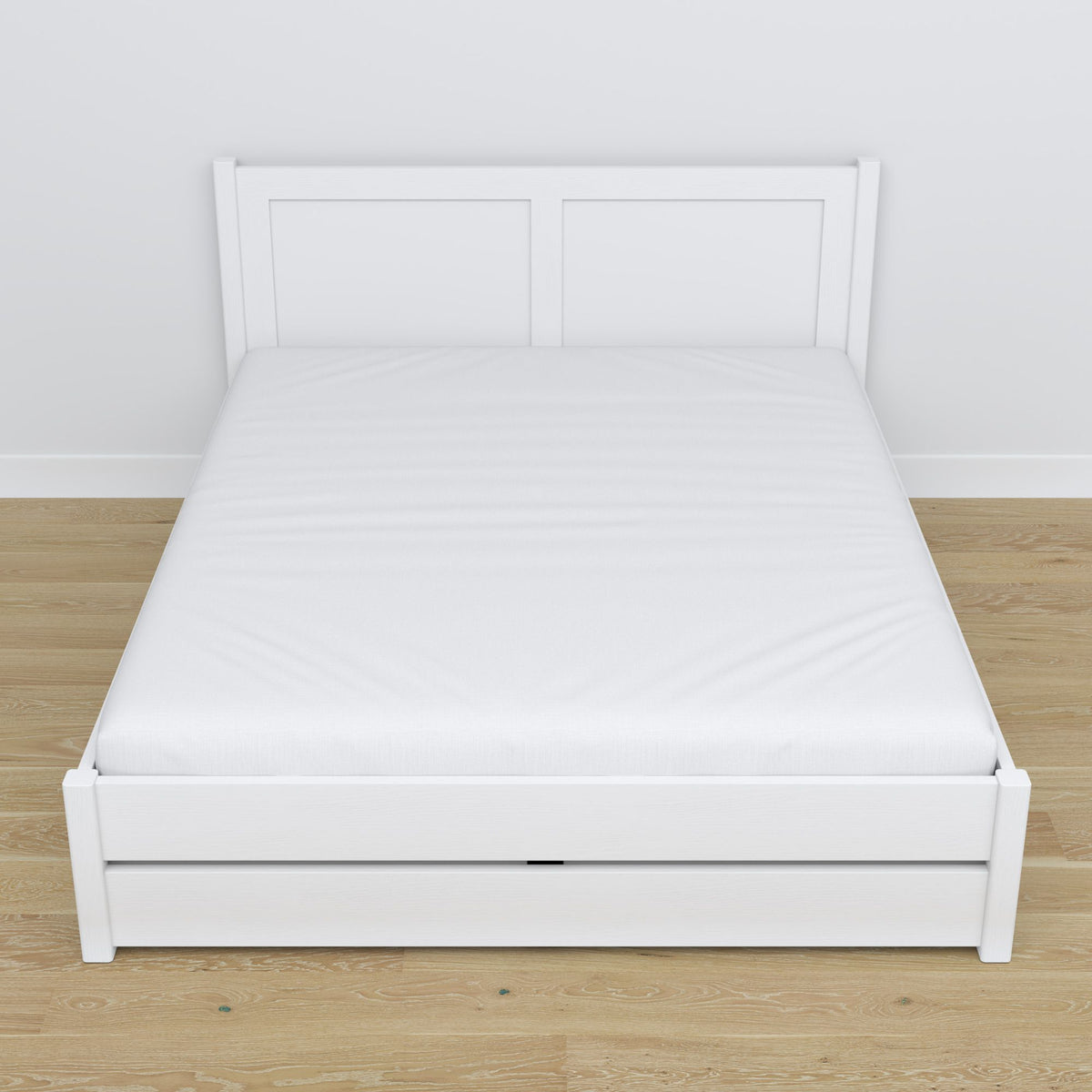 Wooden double bed with drawer N02 white