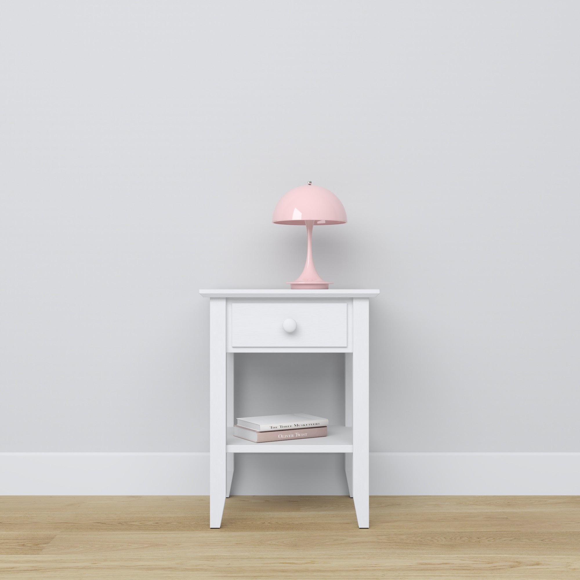 Nachttisch 1S N01 Scandi Holz in Wunschfarbe RAL/NCS – Massivholz, Nizio