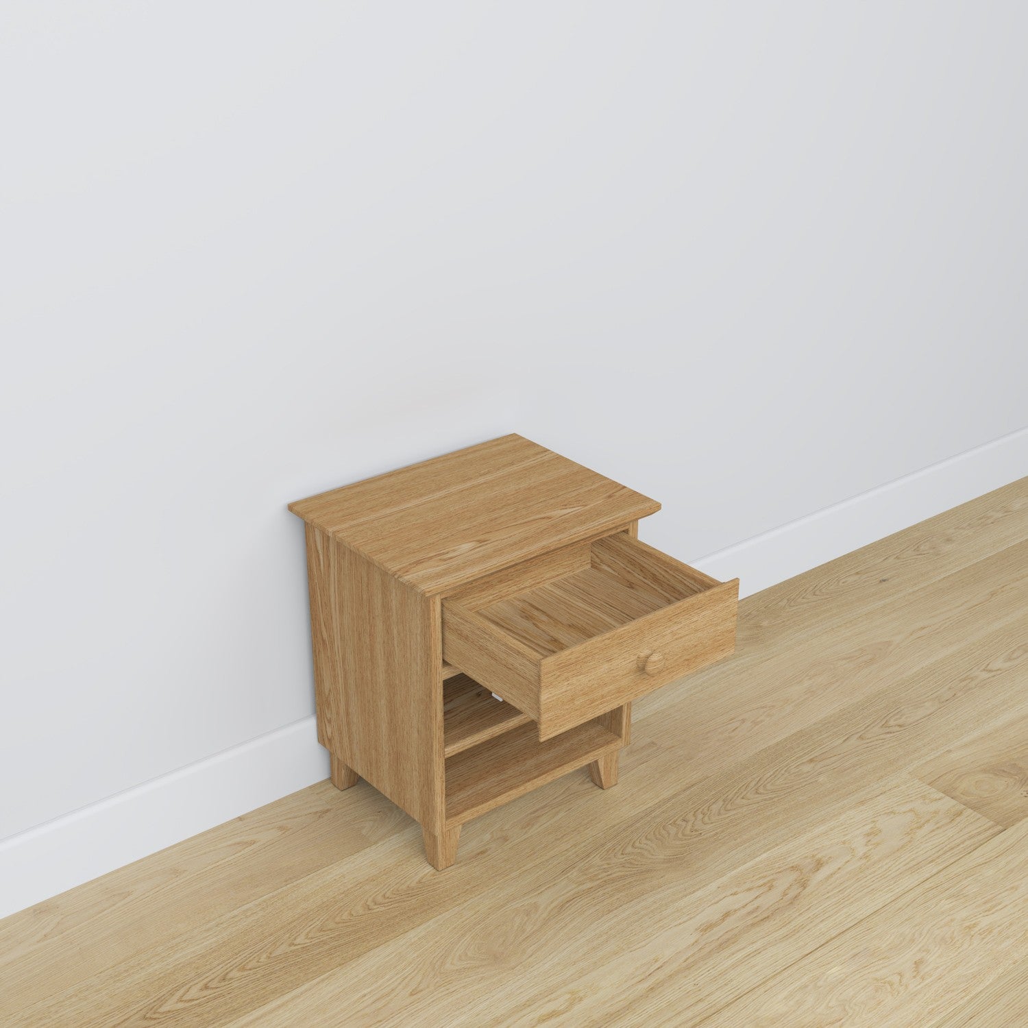 Nachttisch N02 Natureiche aus Eichenholz – Seitenansicht, Nizio Home