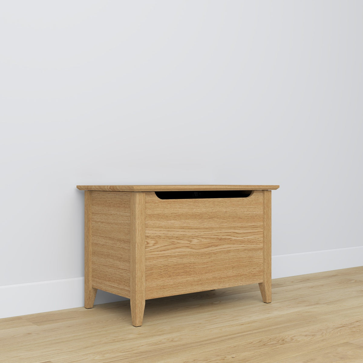 Chest natural oak – oak, closed lid, front view, Nizio