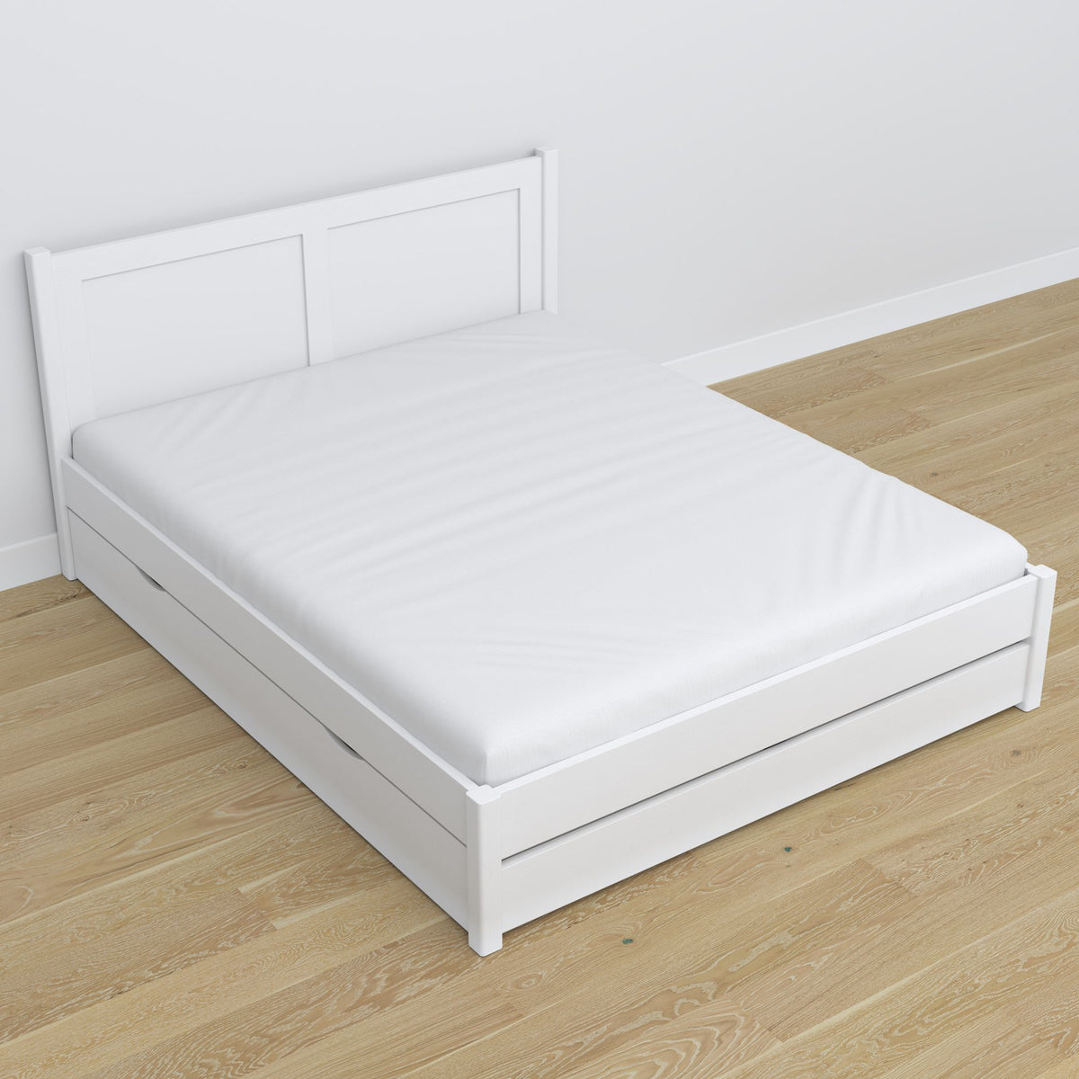 Wooden double bed with drawer N02 white
