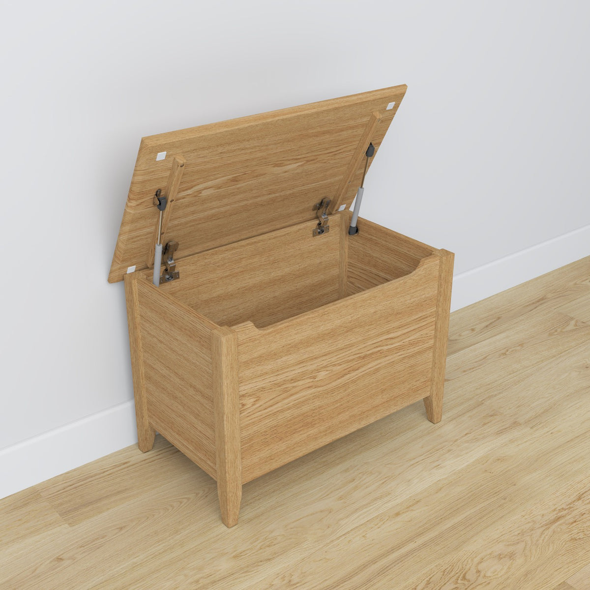 Chest oak natural oak – open lid, spacious storage interior