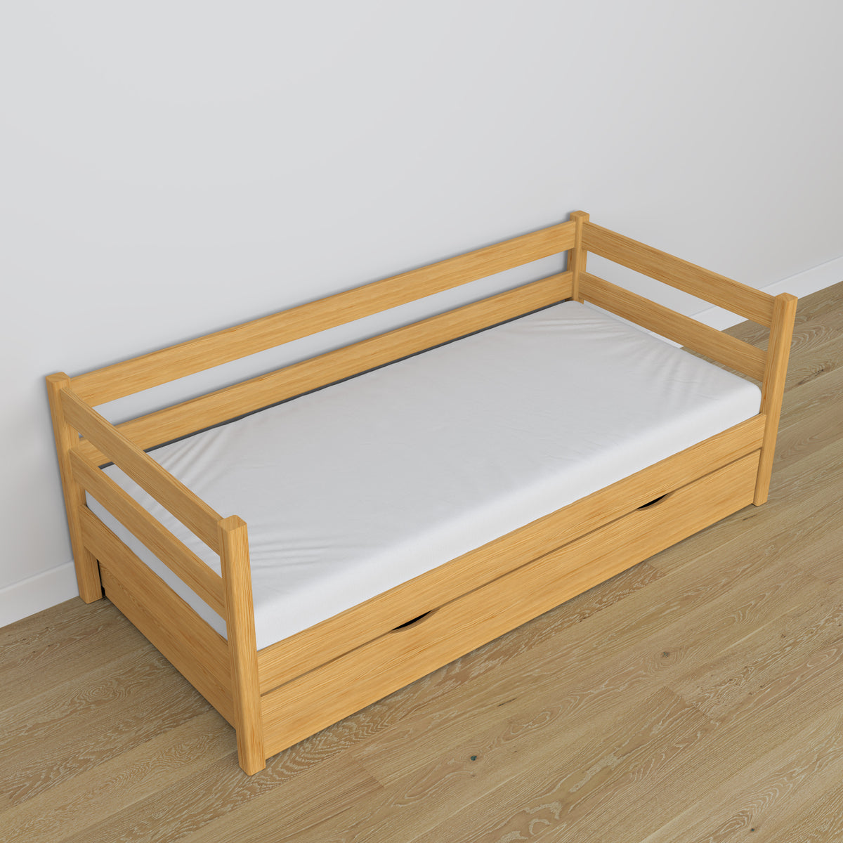Łóżko sofa z szufladą N01 sosna naturalna – dodatkowy widok, polska produkcja