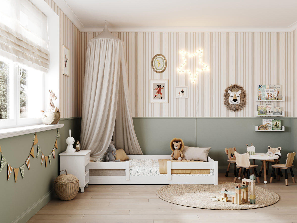 Wooden low bed N01 white