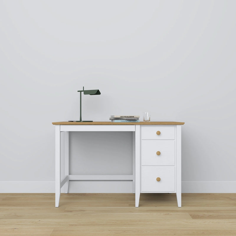 Wooden desk 3S Scandi white / natural oak