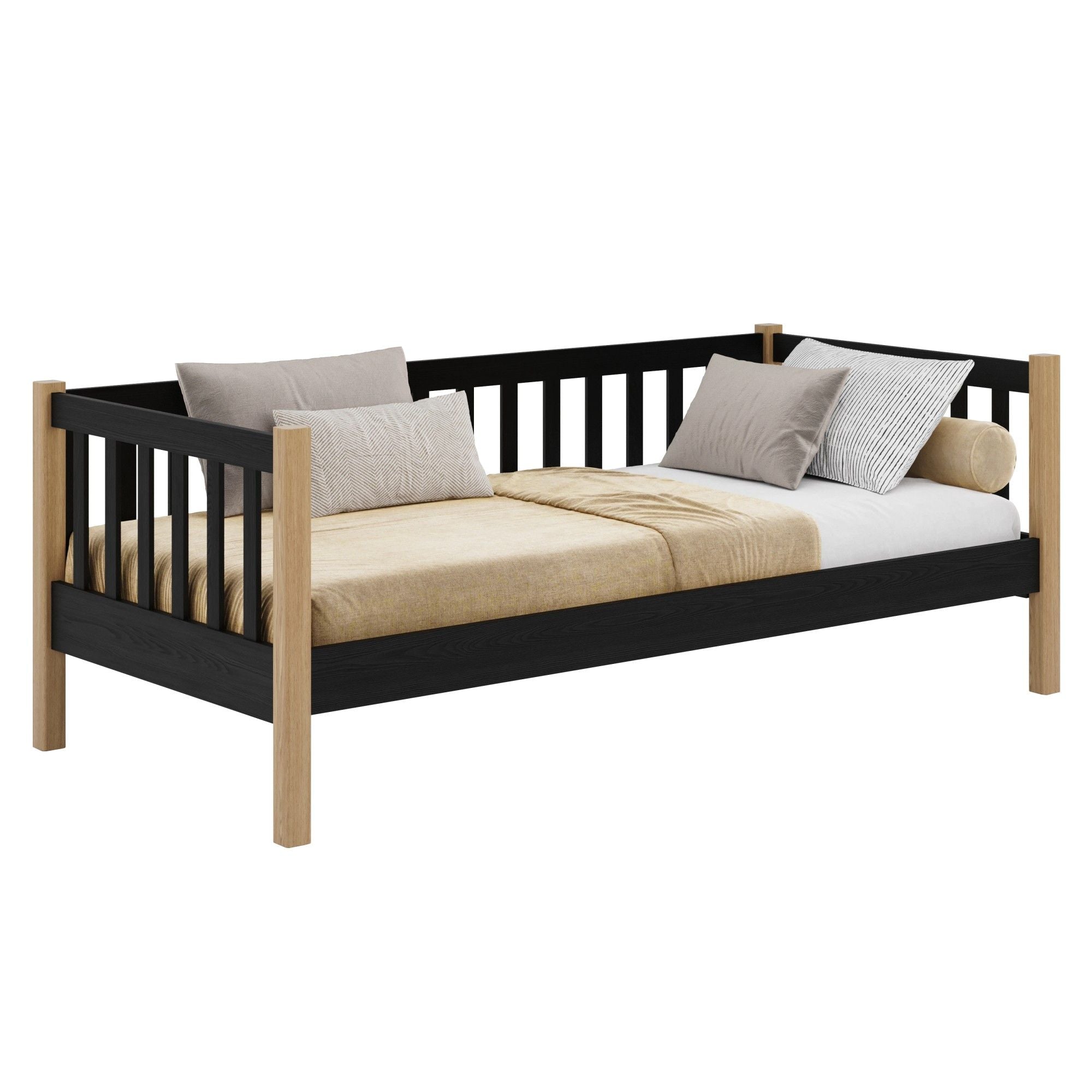 Łóżko sofa N03 czarny / dąb naturalny – dodatkowy widok, ekologiczne drewno
