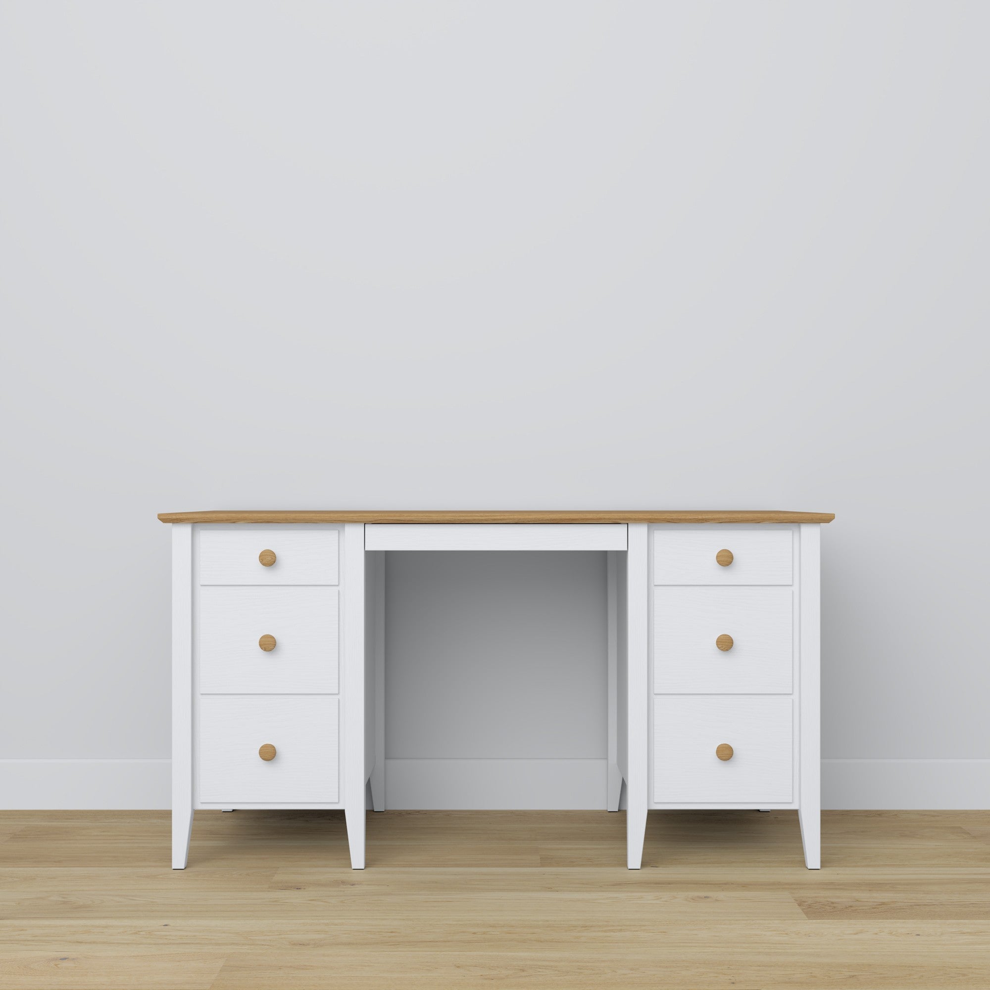 Wooden desk 6S Scandi white / natural oak