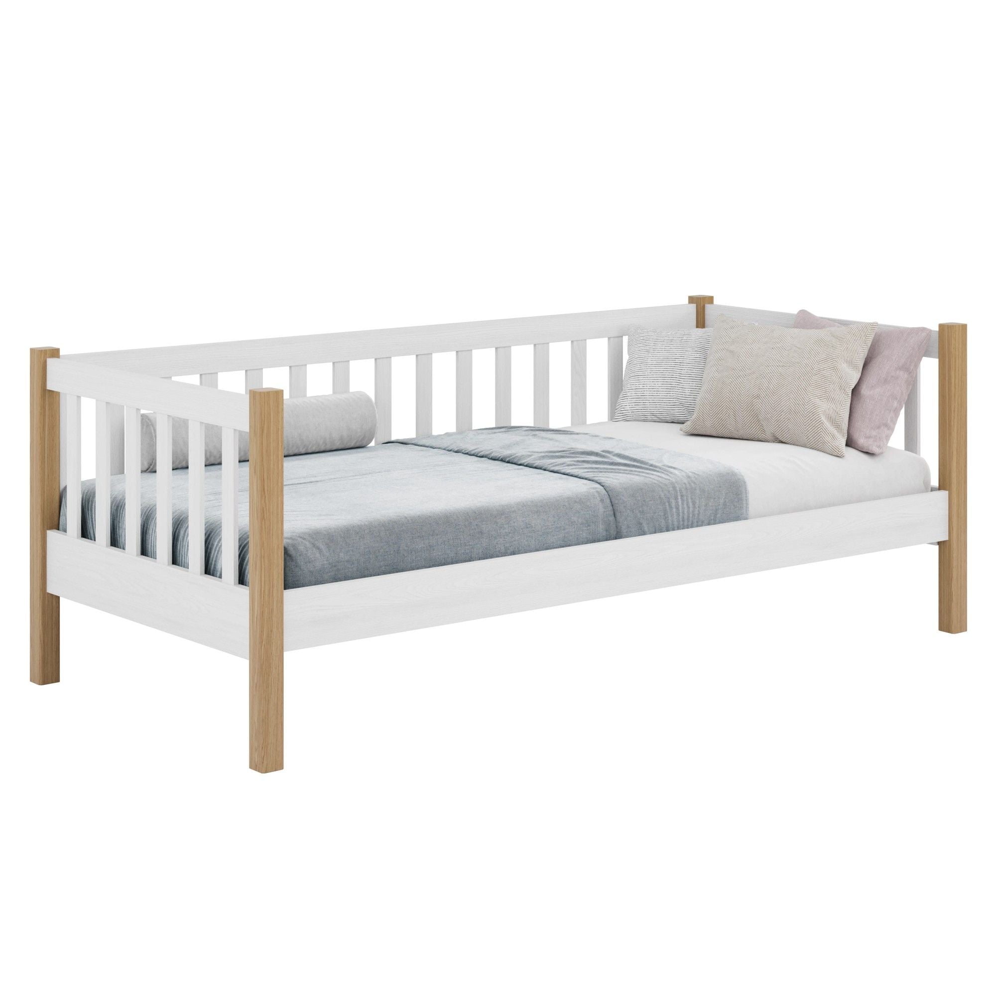 Łóżko sofa N03 biały / dąb naturalny – dodatkowy widok, ekologiczne drewno