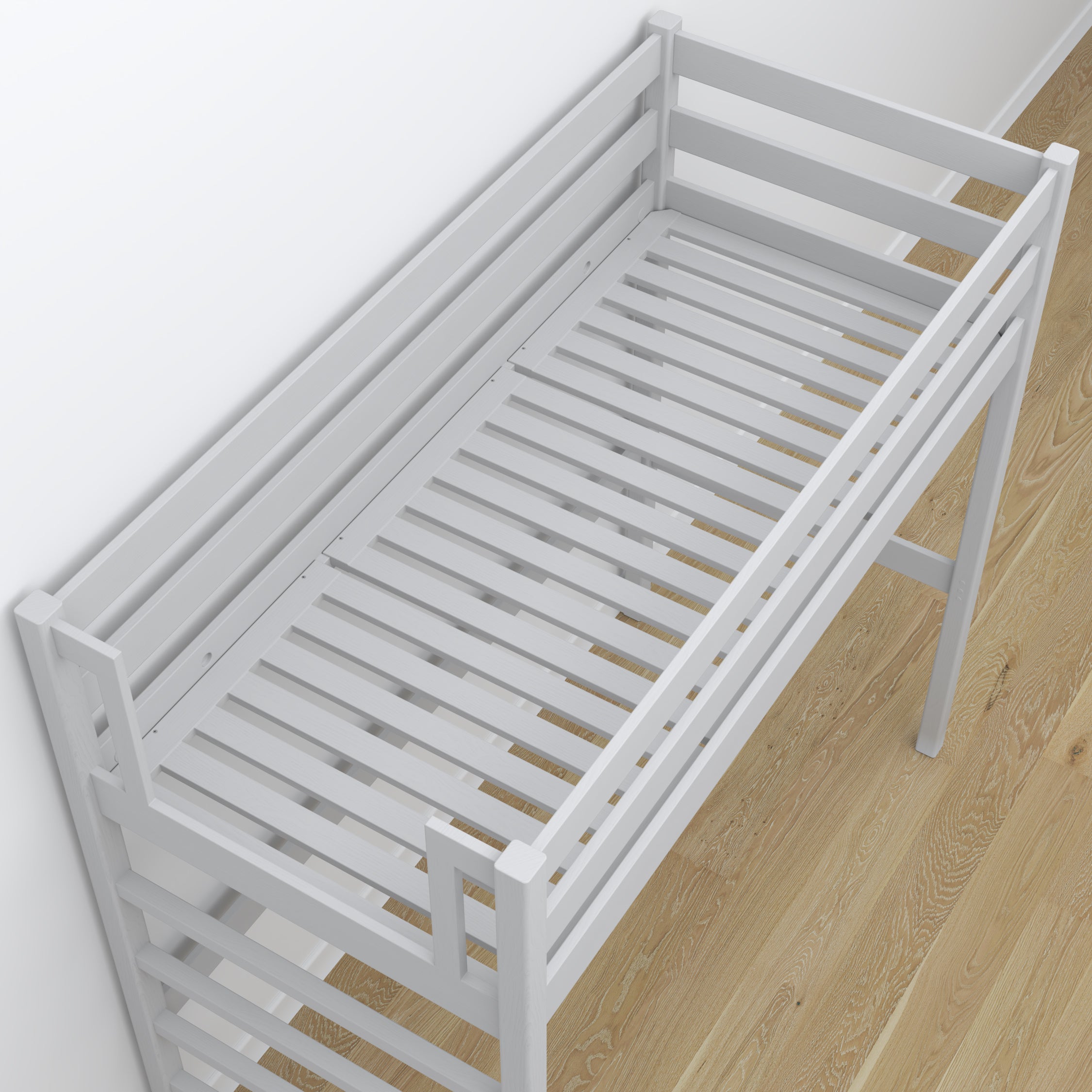 Łóżko na antresoli N01 popielaty – detal drabinki