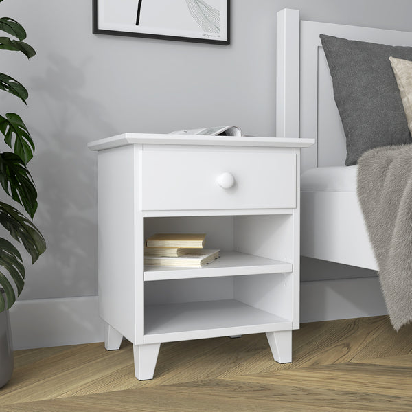 Wooden bedside table 1S N02 Scandi white