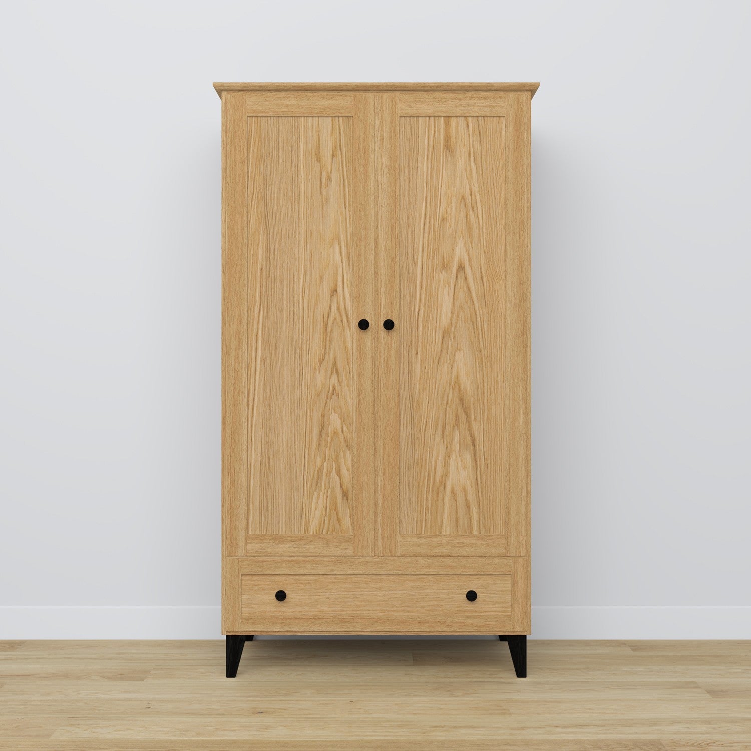 Oak wardrobe 2D1S Scandi oak natural / black