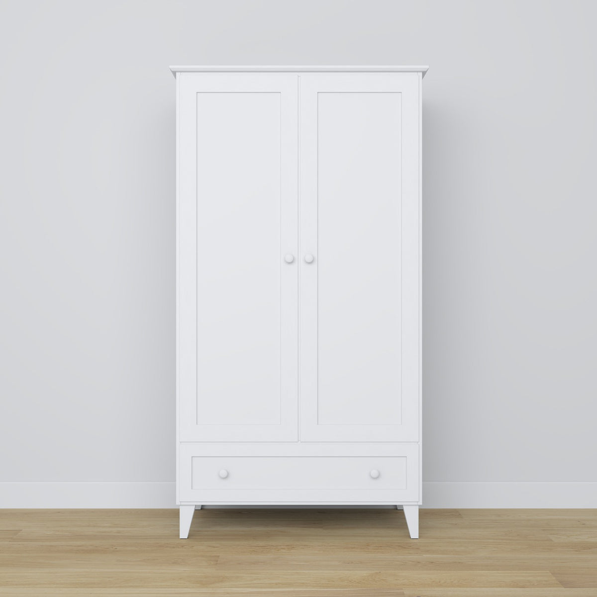Schrank 2D1S Scandi Holz in Wunschfarbe RAL/NCS – Massivholz, Nizio