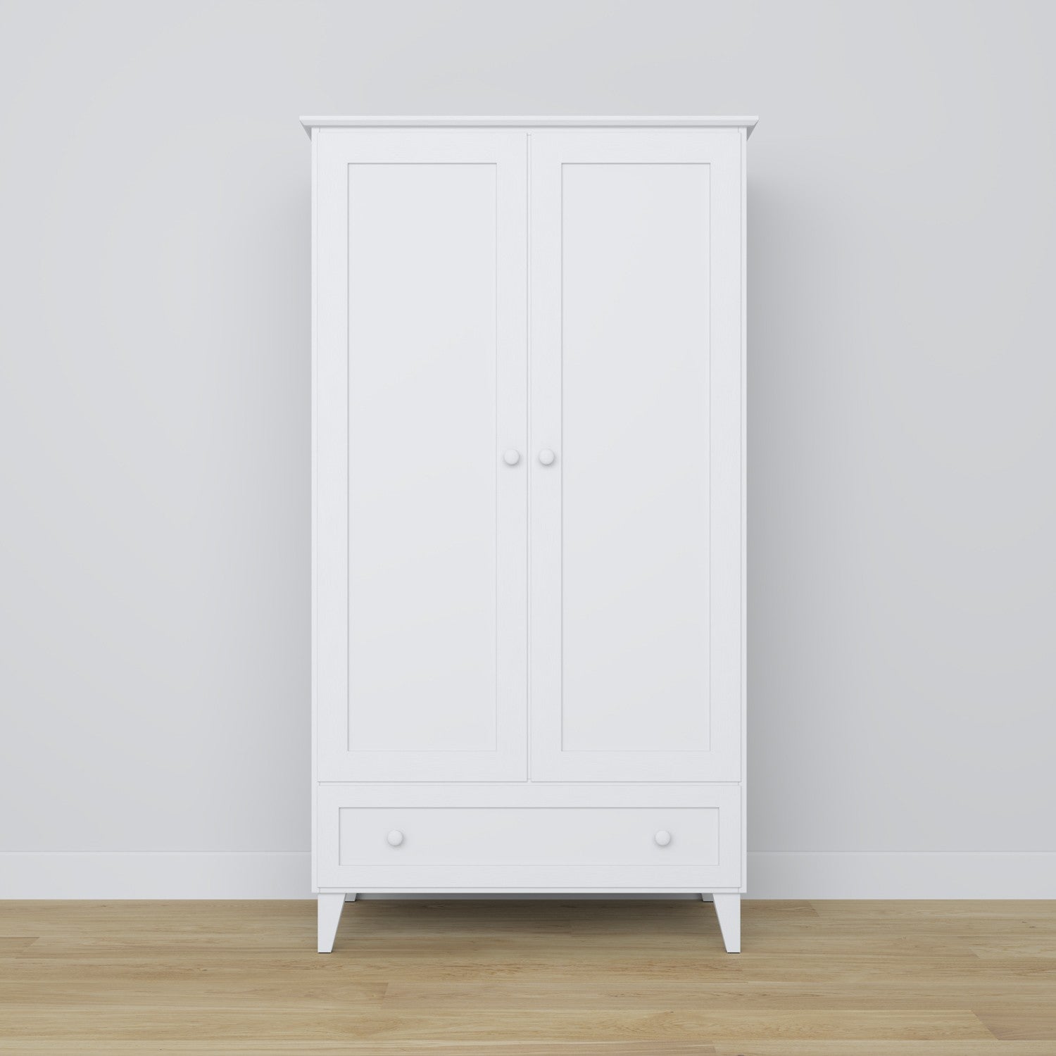 Schrank 2D1S Scandi Holz in Wunschfarbe RAL/NCS – Massivholz, Nizio