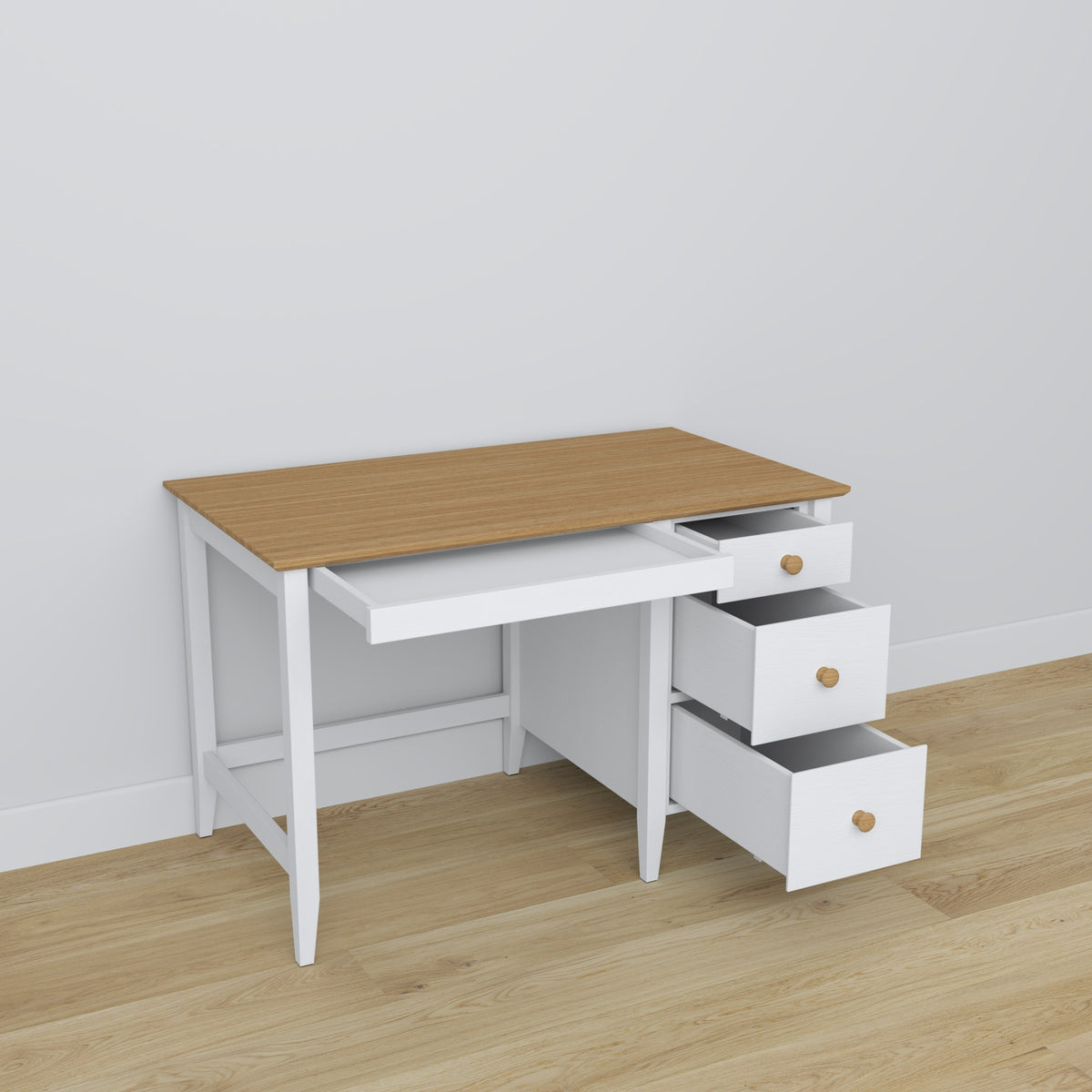 Wooden desk 3S Scandi white / natural oak
