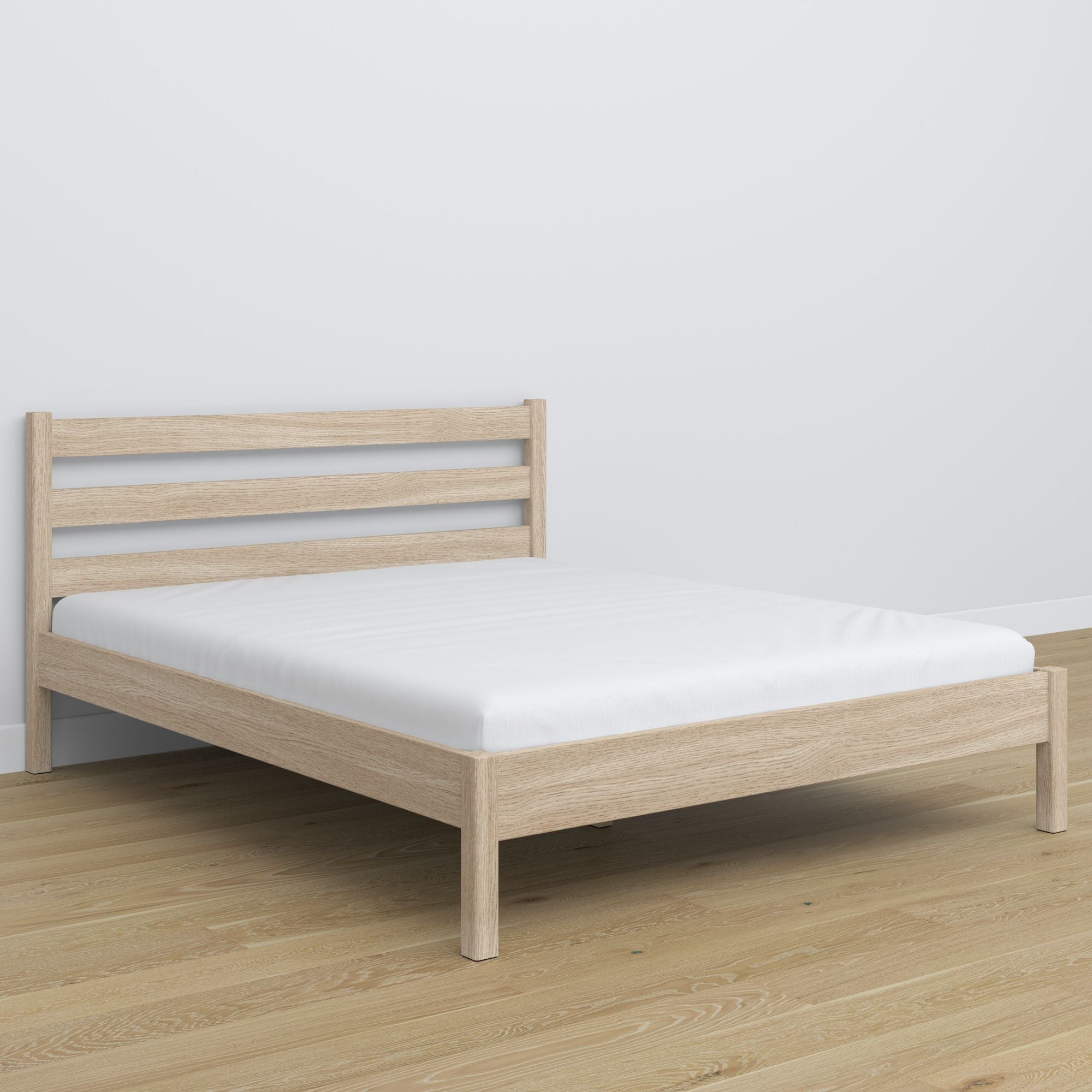Łóżko podwójne N01 dąb bielony – aranżacja sypialni, Nizio Home