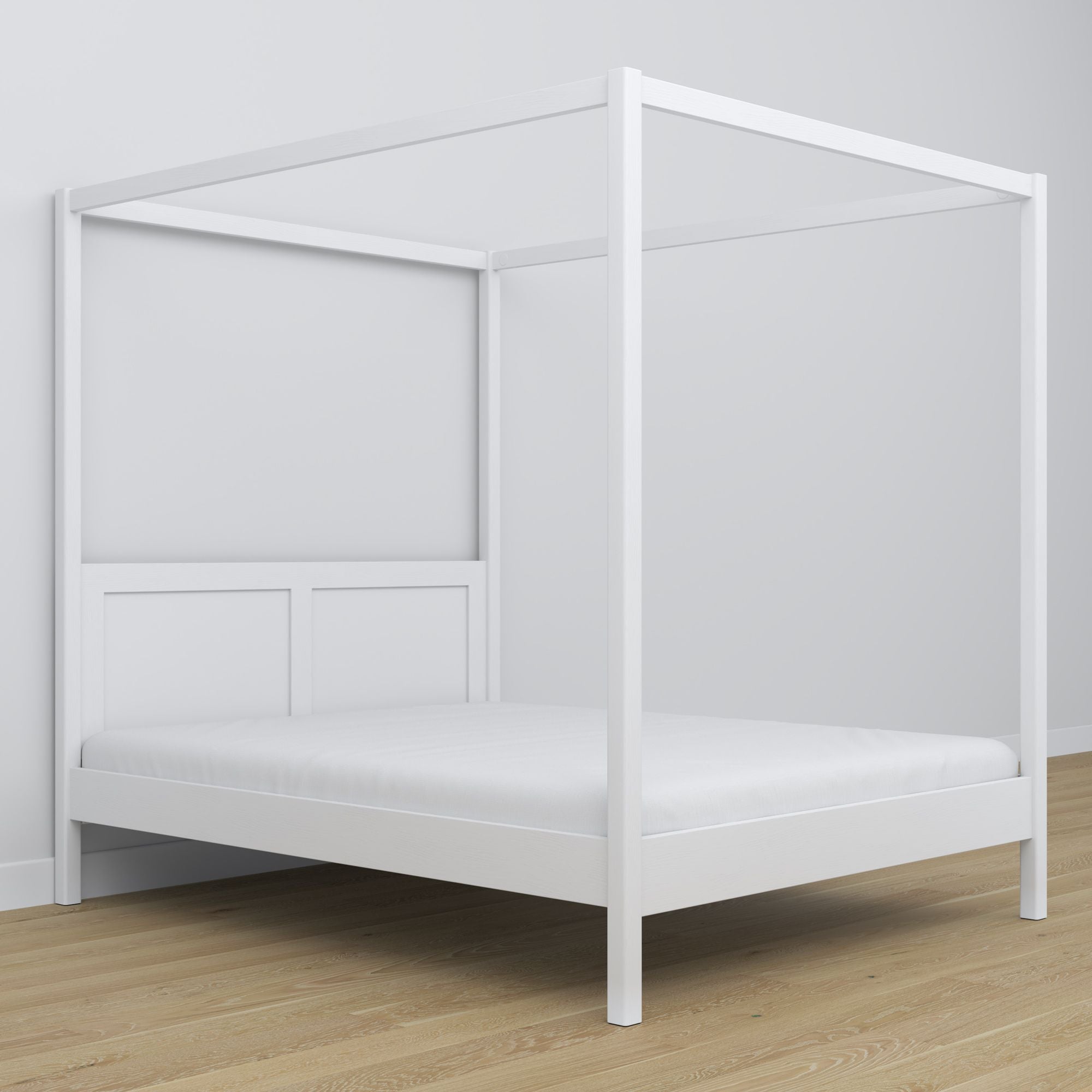 Himmelbett aus Holz, Weiß – Maße und Schema, Nizio Home