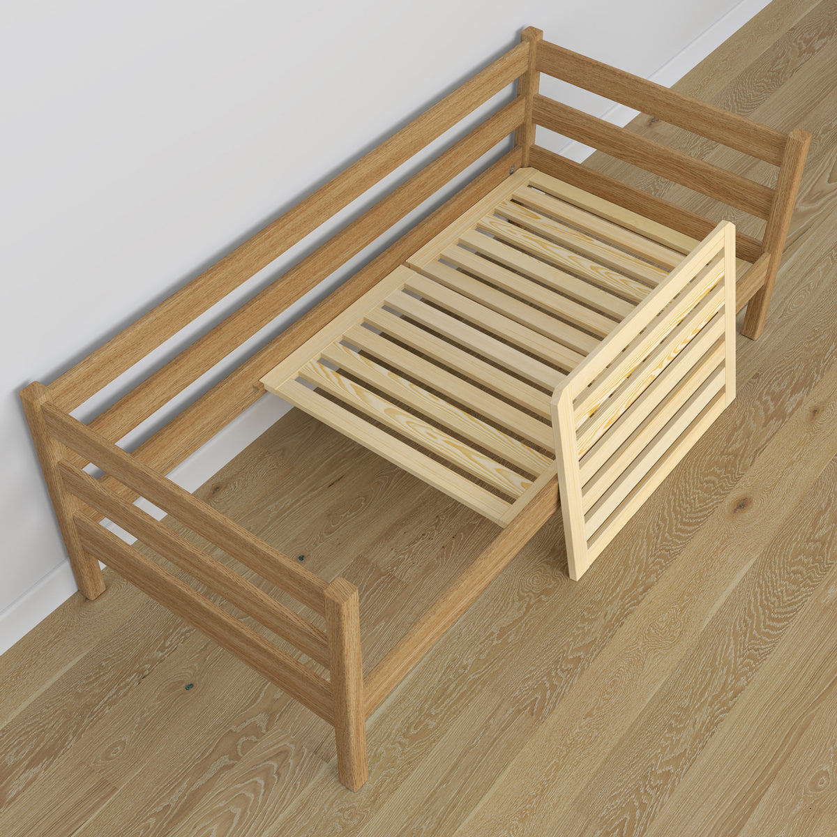 Łóżko sofa N01 dąb naturalny – dodatkowy widok, bezpieczna konstrukcja
